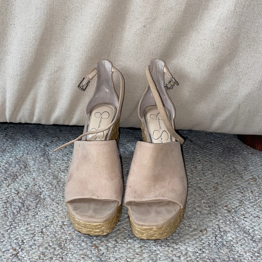 Jessica Simpson Nude Suede Wedges
